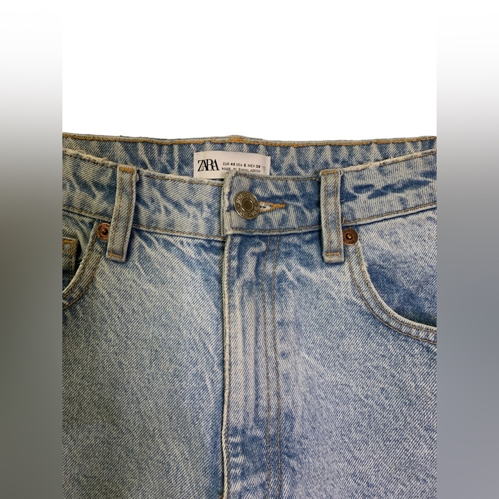 Zara High Waist Light Wash Ankle Denim Jeans - Picture 3 of 5